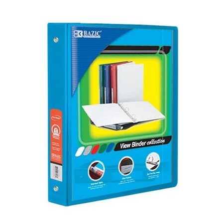 Bazic Products Bazic 4125 BAZIC 1" Cyan 3-Ring View Binder w/ 2-Pockets Case of 12 4125